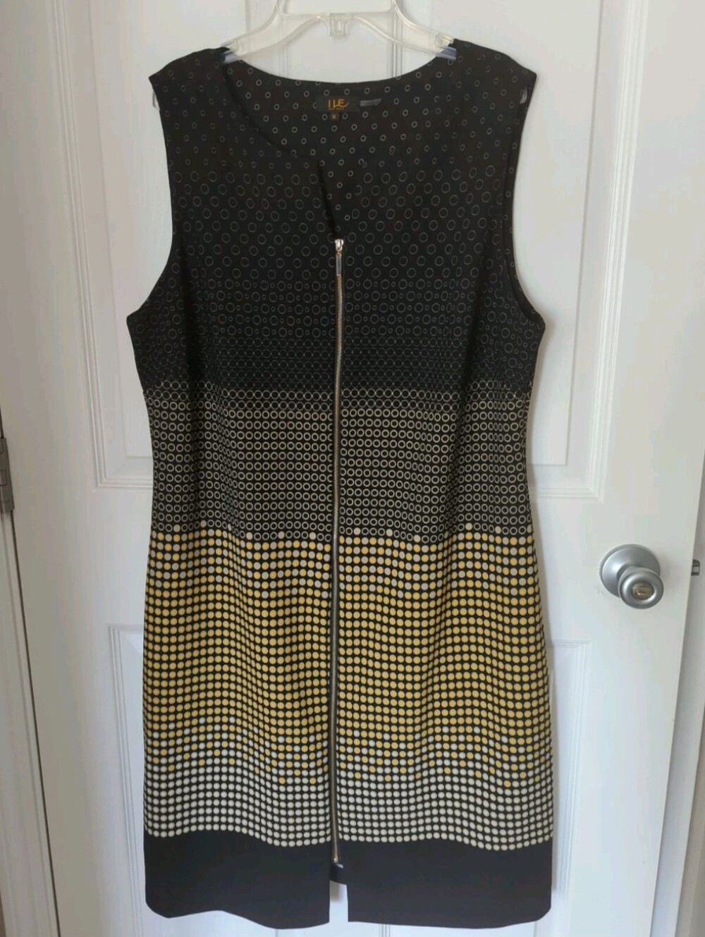 Women's ILE Black & Yellow Full Zip Sleeveless Dress Sz. 14